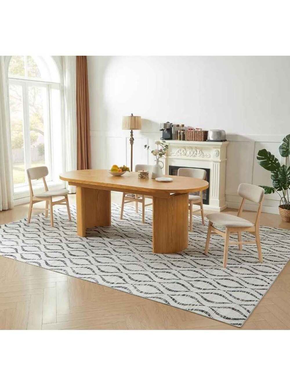 8x10 Area Rugs for Bedroom: Washable Non-Slip Soft Geometric Boho Low Pile thin
